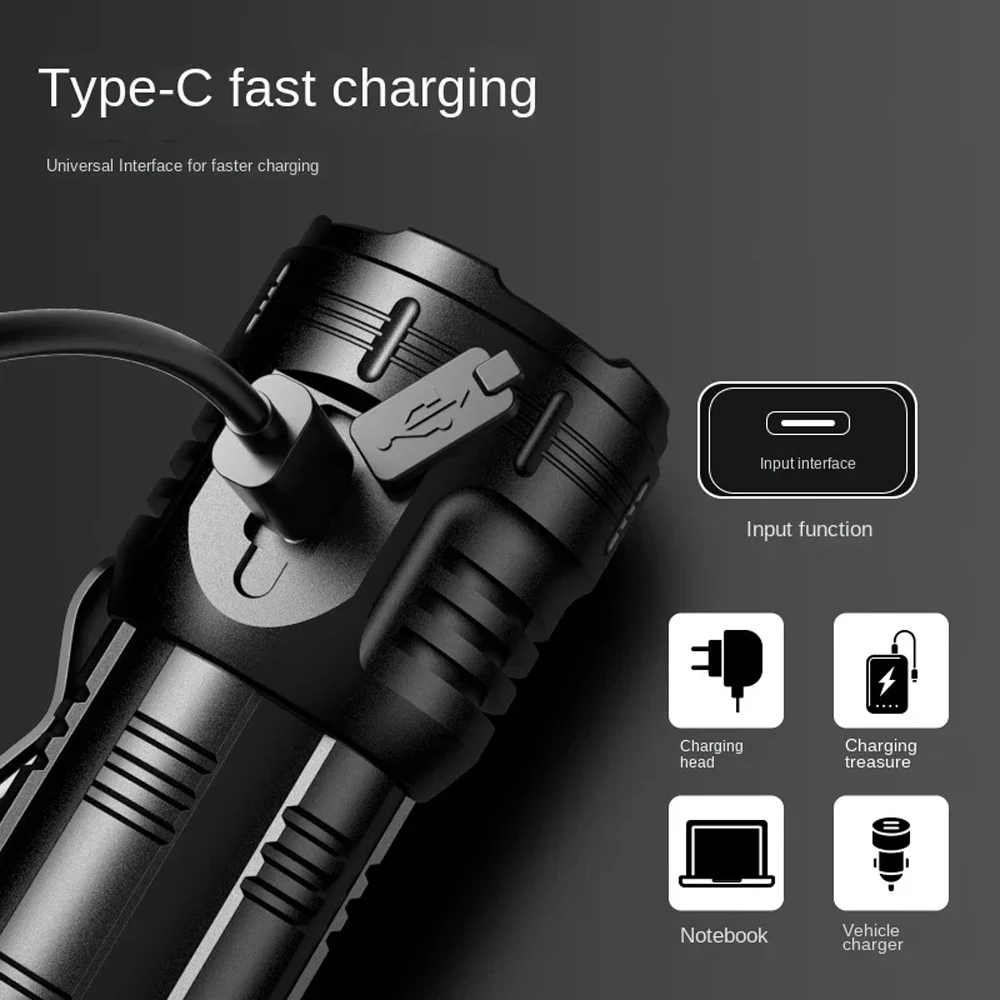 High Power LED Flashlight USB Rechargeable 8 * XPG Beads Lantern Tail Magnet Clip Torch Waterproof Portable Mini Lighting Lamp