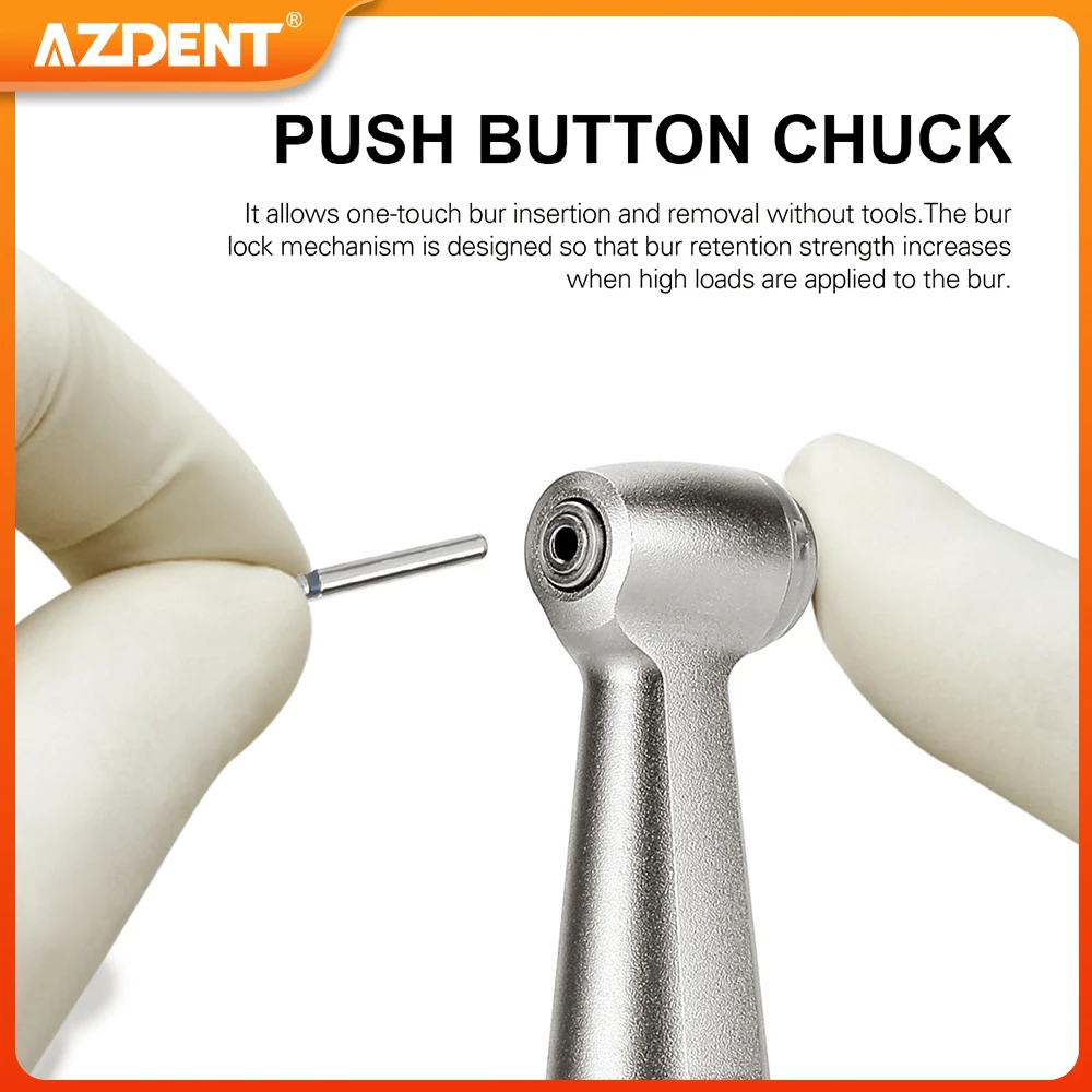 Dental 1:1 Contra Angle AZDENT Low Speed Handpiece fit FG 1.6mm Bur Push Button External Spray Dentistry Tool Instrument