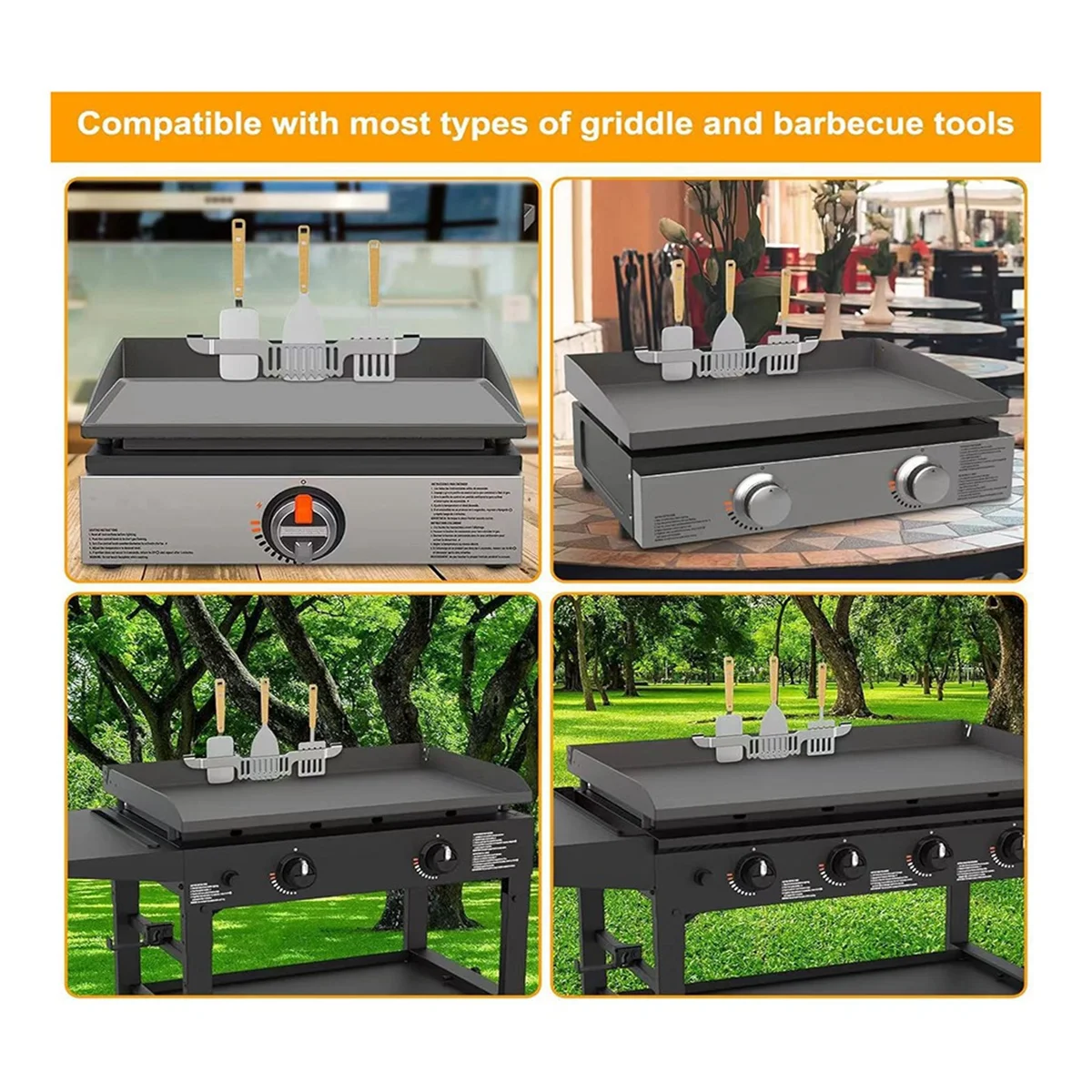 1 porta spatola per piastra, porta attrezzi per barbecue con griglia in acciaio inossidabile, senza magnetico
