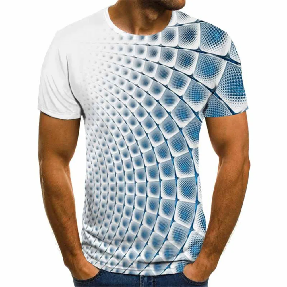 Summer Streetwear Men Clothing Rhombus Top Cpe Rotation T-shirts Oversize T-shirt Twist Three-dimensional Pattern Short Sleeved