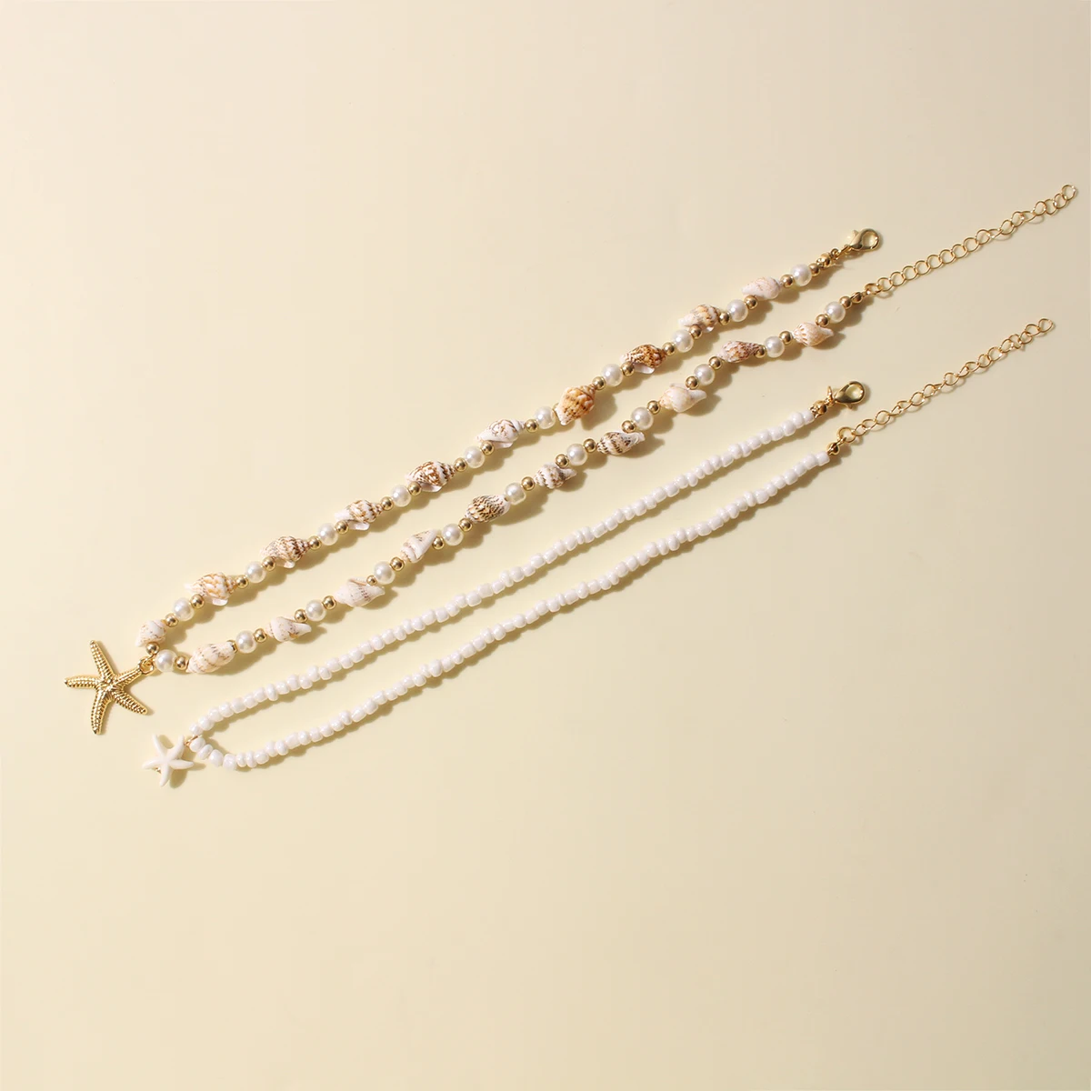 2PCS Bohemian-style beach resort style shell starfish rice bead necklace, creative starfish pendant collarbone chain image 5