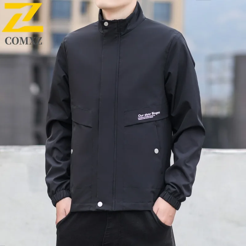 

COMXZ 2025 Мужская куртка с воротником-стойкой в Корейском стиле, повседневное спортивное пальто на открытом воздухе, осеннее новое поступление, модный бестселлер, модный