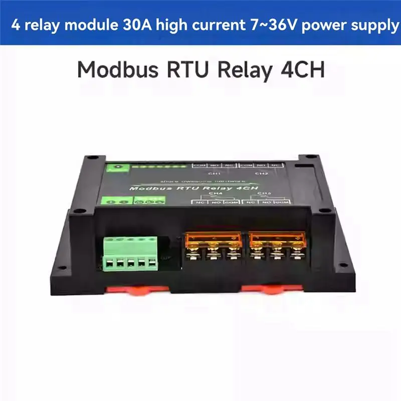 AT02-DIN-Rail 4 Channel Relay Module Modbus RTU Protocol RS485 High Current Relay Module Variety Isolation Protection Circuit