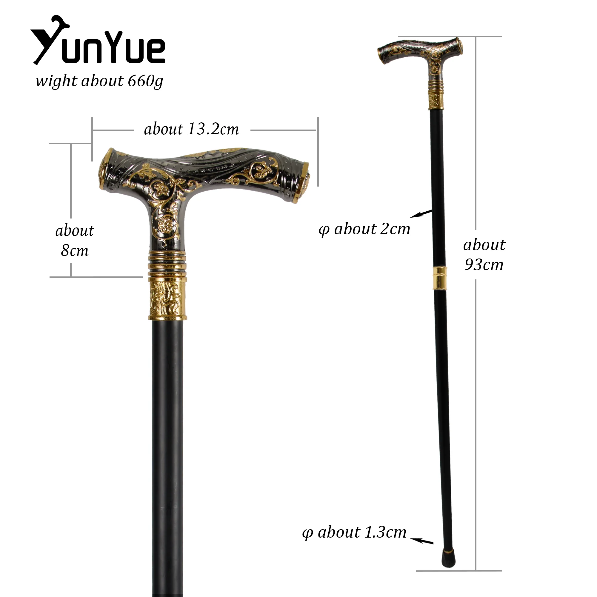 Orsi in oro nero Metalli intagliati Canna da passeggio Collezioni di gentiluomini Bastone da passeggio elegante alla moda Puntelli per film cosplay Canna da festa