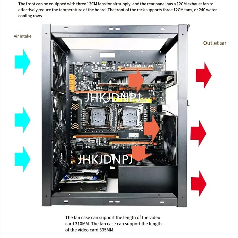 Stackable open-type chassis, X79X99 dual-path EATX motherboard bracket horizontal installation