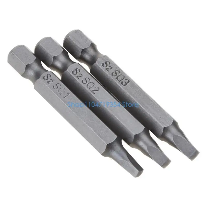 0XLD 3 Pcs 1/4 Inches Shank Long Square for Head Screwdriver Bits Set Power Tools Fitting for Electric Screwdriv