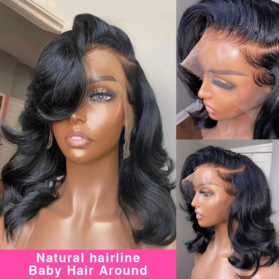 Short Bob Wigs Body Wave 13X4 Transparent Lace Frontal Human Hair Wig 8-16 Inch Brazilian 4x4 Lace Closure Wig For Black Women