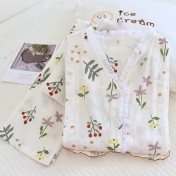 Pure Cotton Floral Maternity Suit For Breastfeeding Pregnant Women 2024 Spring New V-Neck Sleepwear Nursing Clothes