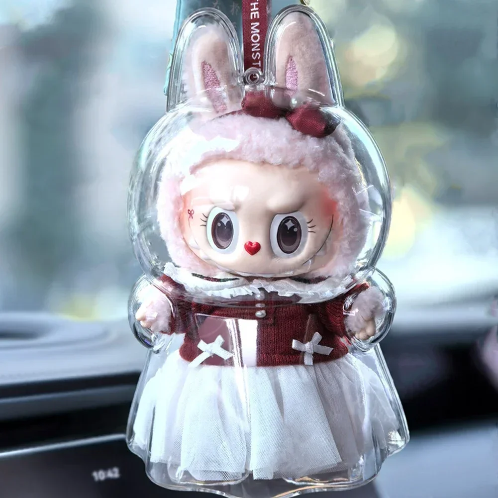 Protective Acrylic Case shell Transparent Organizer Box For Labubu V1 Thickened Doll Bag Keychain Bags