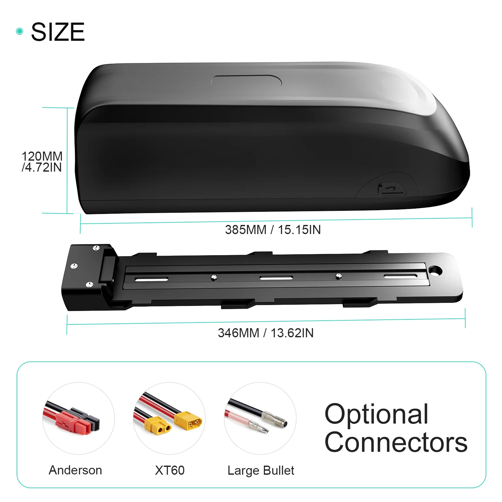 Shark Shell E‑Bike Lithium‑Ion Battery Pack 48V 52V 15‑20.8Ah,Impact‑Resistant Dust‑Tight with 40A 50A Integrated BMS,US Local Warehouse for Daily Commuter E‑Bike & Foldable Scooter 500W‑1000W Motor