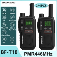 2/4pcs Baofeng T18 Mini Walkie Talkie PMR446MHz Long Range Rechargable Portable Kids Two Way Radio USB Charger For Camping Trip