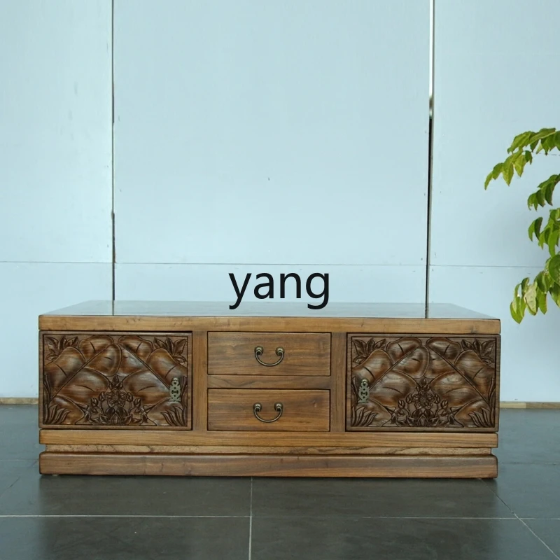 CX Chinese Style Solid Wood Four-Side Box Storage Multi-Drawer Tea Table Ancient and Modern Wood Carved Tea Table