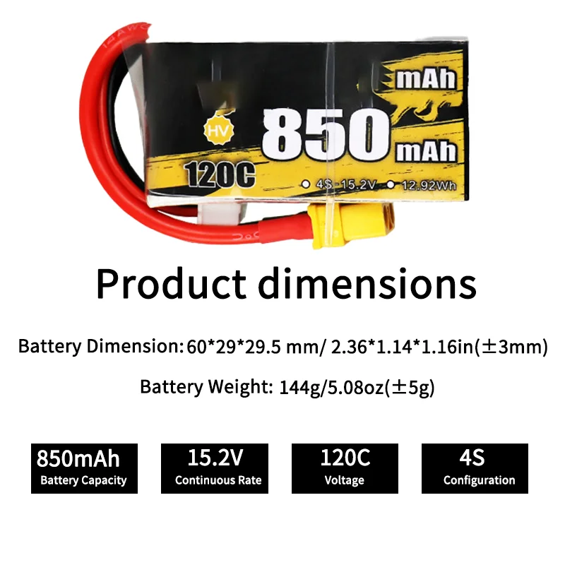850Mah 4S 15.2V 120…