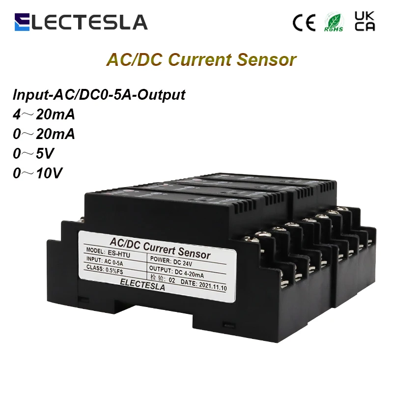 

DC Current Transmitter Sensor Transducer DC24V Signal Transformer Isolation Transmitter Input AC0-5A 4-20mA 0-5v 0-10V Output