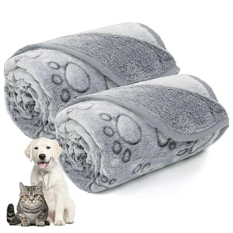 

Winter Soft Dog Blanket Washable, Cat Blanket for Indoor Cats Mat Large Medium Small Dog Gifts Puppy Essentials (Grey) Bed