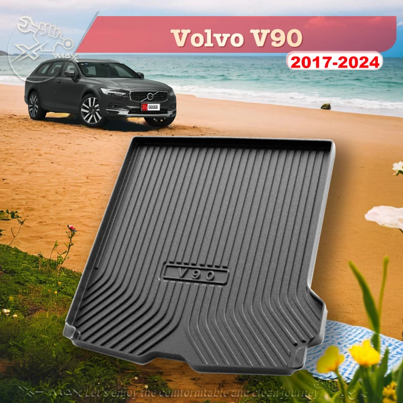 

For Volvo V90 2017-2024 Custom Fit Car Trunk Mat All Season Black Cargo Mat 3D Shaped Laser Measured Trunk Liners