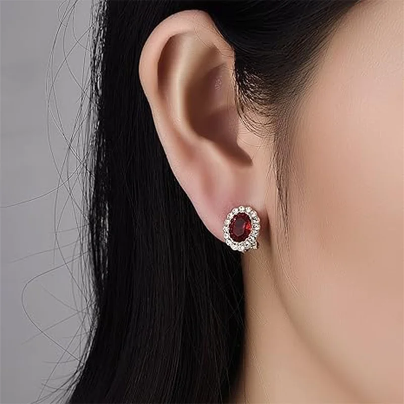 Austrian Crystal Ear clip Women\'s 18K gold plated Rose gold Fashion Jewelry with halo rhinestone non-piercing Ear clip