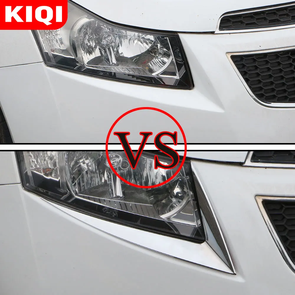 KIQI Car Accessories Headlight Eyebrow Sticker for Chevrolet Cruze Sedan Hatchback 2009 - 2015 ABS Chrome Stickers