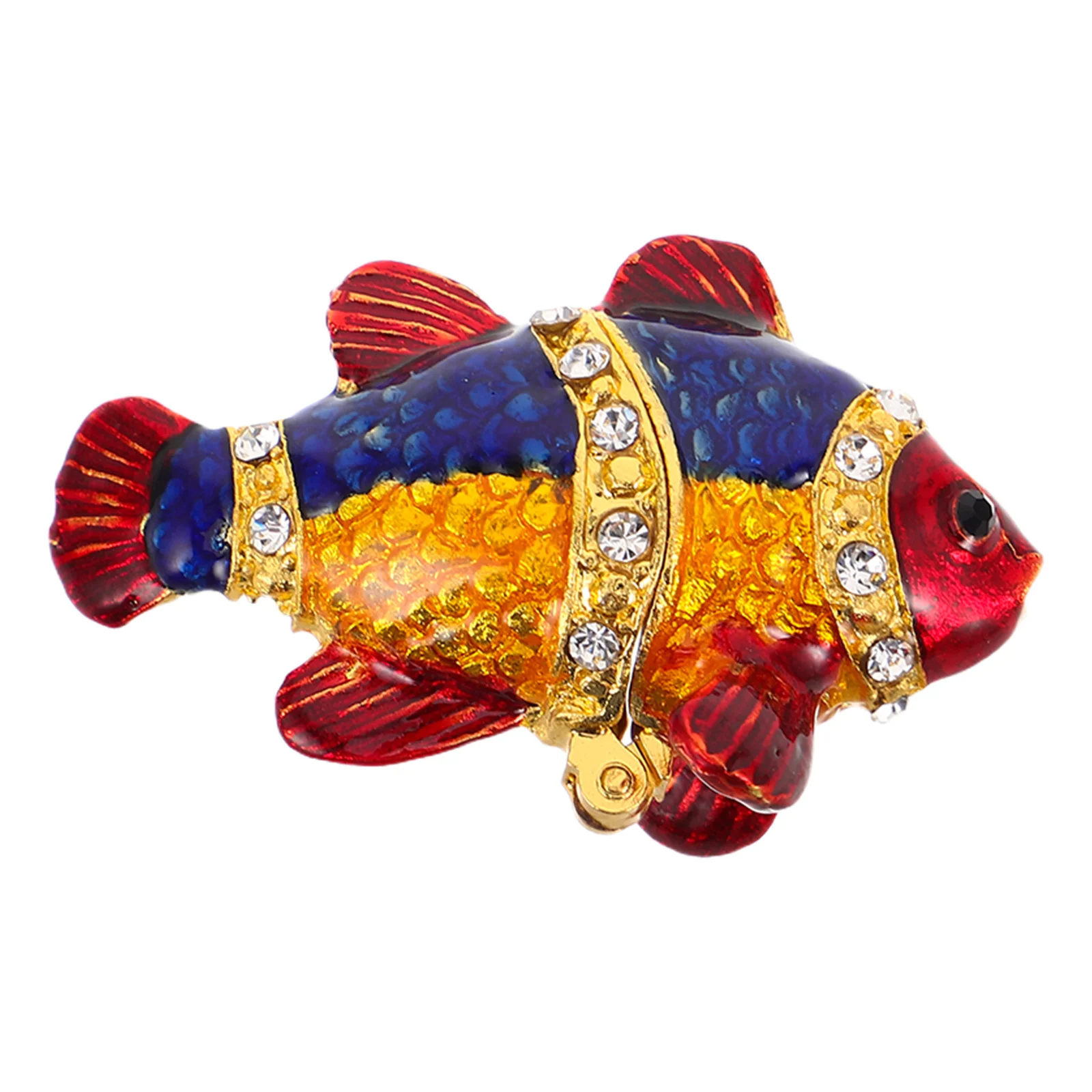 

Шкатулка для драгоценностей в виде рыбы, винтажный органайзер для хранения безделушек, декоративная металлическая шкатулка со стразами для колец, серег, цинкового сплава на петлях