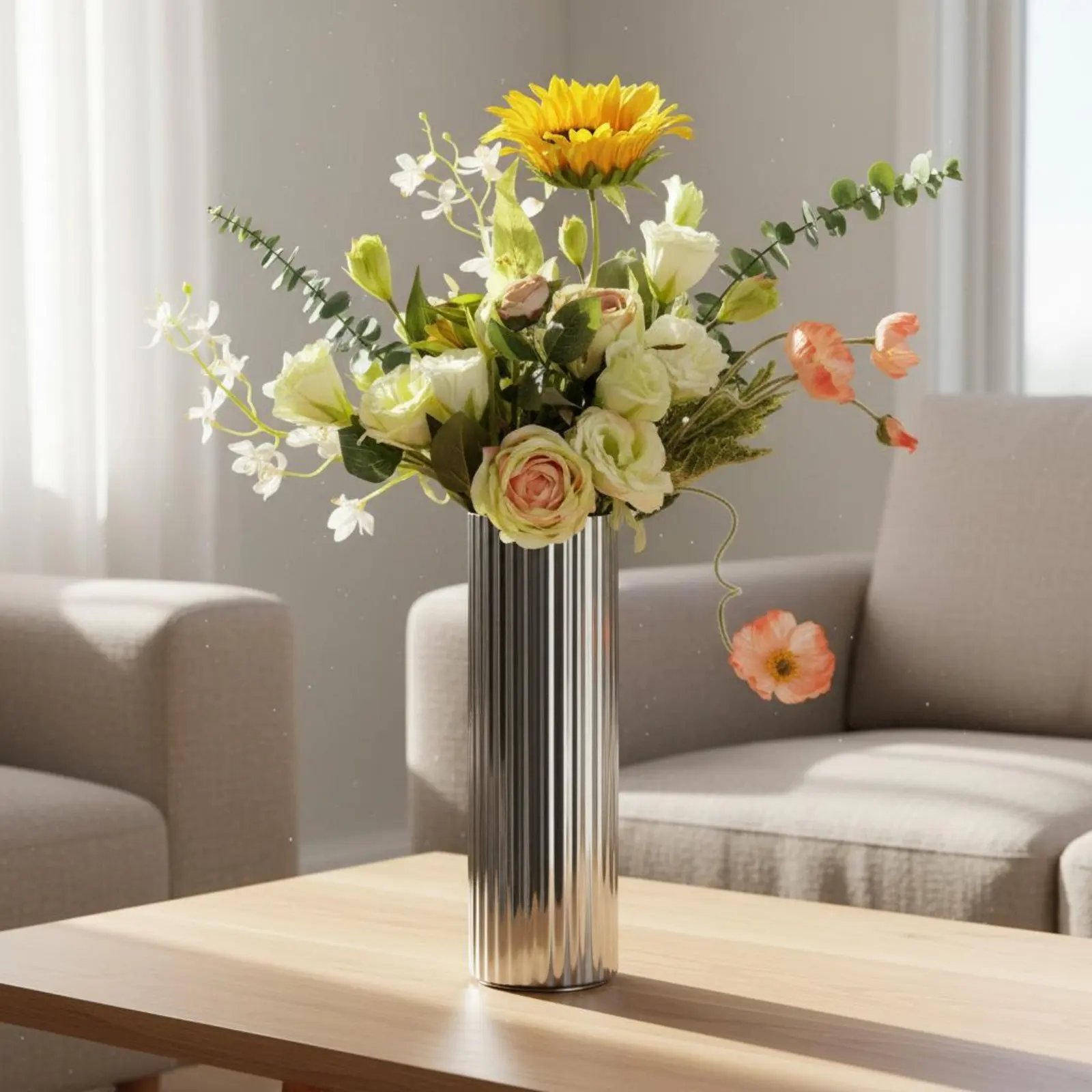 

Stainless Steel Vase Long-Lasting Material Decorative Metal Vase Home Decor Tarnish Resistant Shiny Finish for Living Room