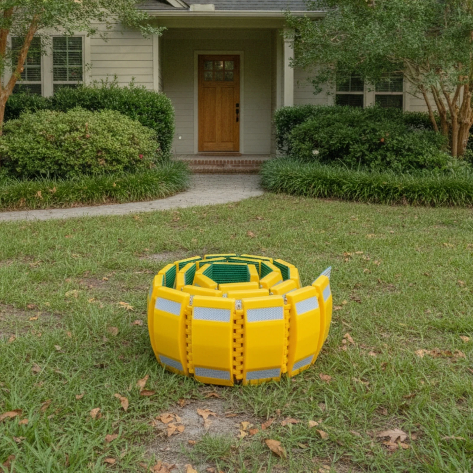 Foldable Speed Bump with Reflective Strips Long-Lasting Collapsible Traffic Hump Vehicle Traffic Guard Bright Yellow