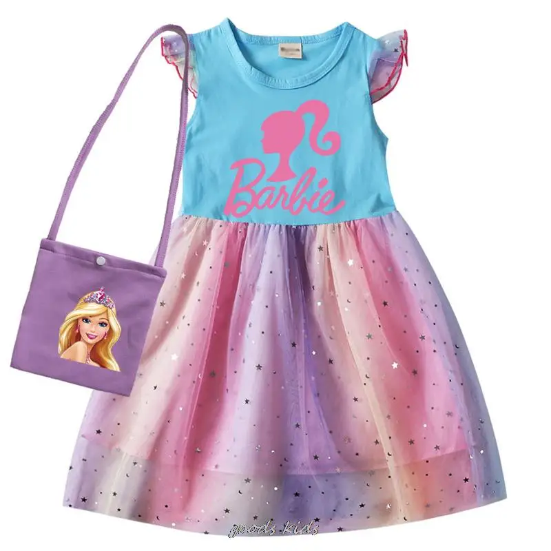 Dziewczęce ubrania Barbie film na co dzień dziewczyna Cosplay nowy rok kostiumy dziewczyny sukienki Bag Kawaii dzieci księżniczka sukienka urodziny