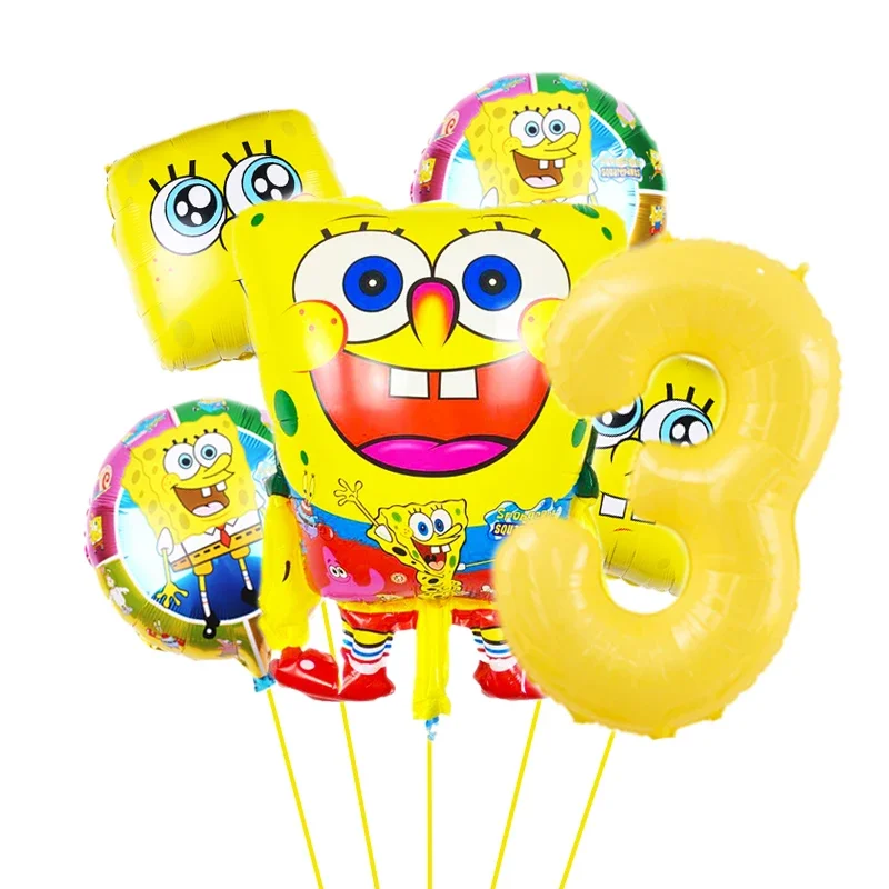 6pcs SpongeBob SquarePants Balloon set Birthday Party Balloons Helium Ballons Boy Girl Baby Shower Party Supplies