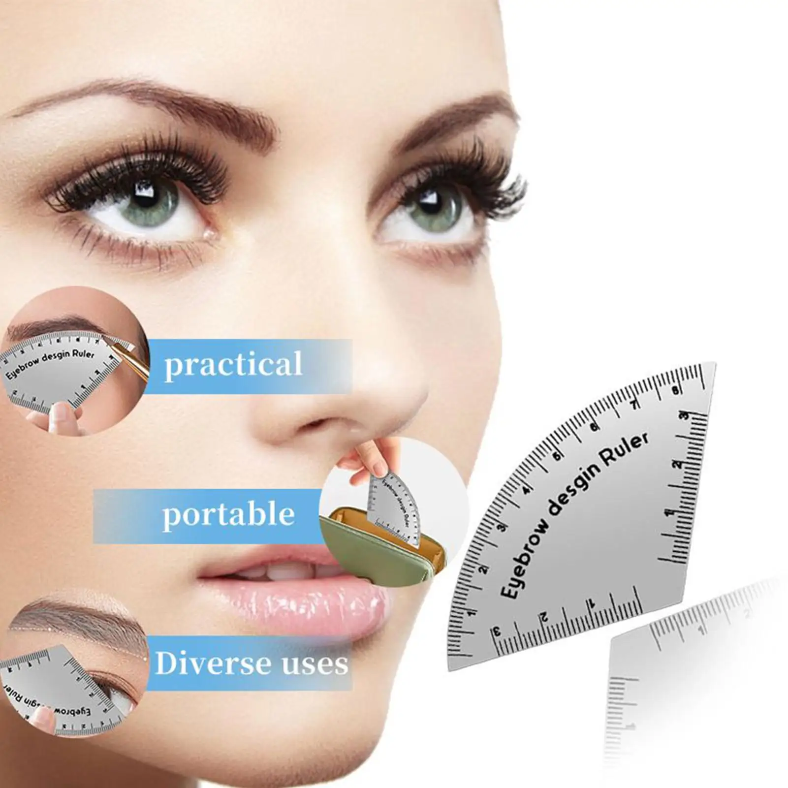 Brow Ruler Fast Drawing Reusable Portable Brow Shaper Eyebrow Design Measuring Stencils for Professional Makeup Travel Commuting