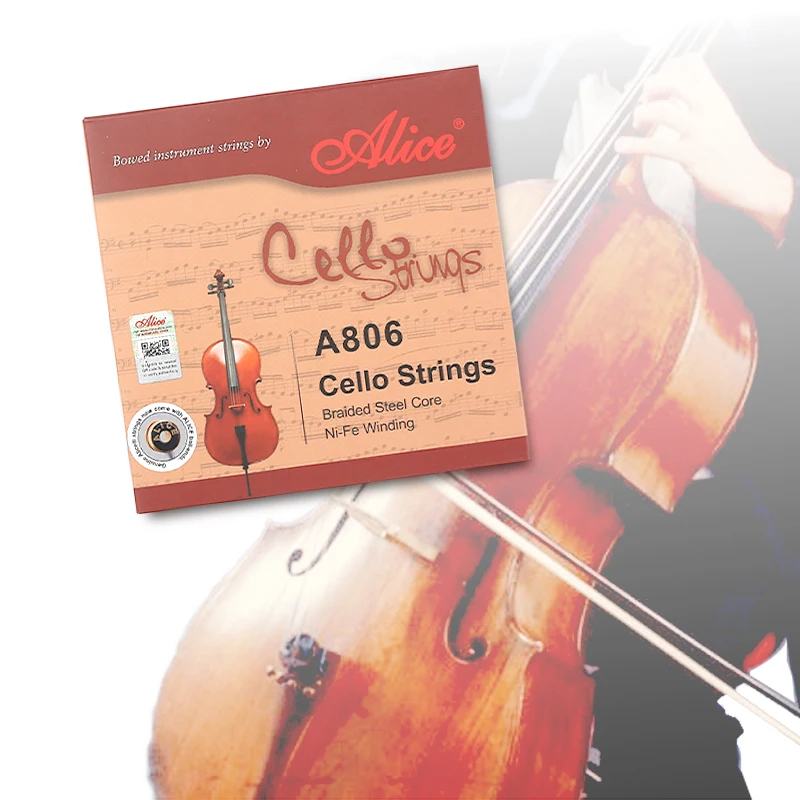 Alice A806 Cello Strings Professional Steel-core Alloy Winding Nickel Plated Ball End 1set Cello Universal