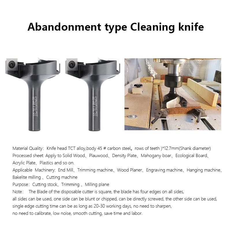 Livter Hout Router Bit 12Mm 3 Fluit Schaven Bits Gezicht Bevrijdt Insert-Stijl Spoilboard Cnc Verhardingen Router Bit for A Hout