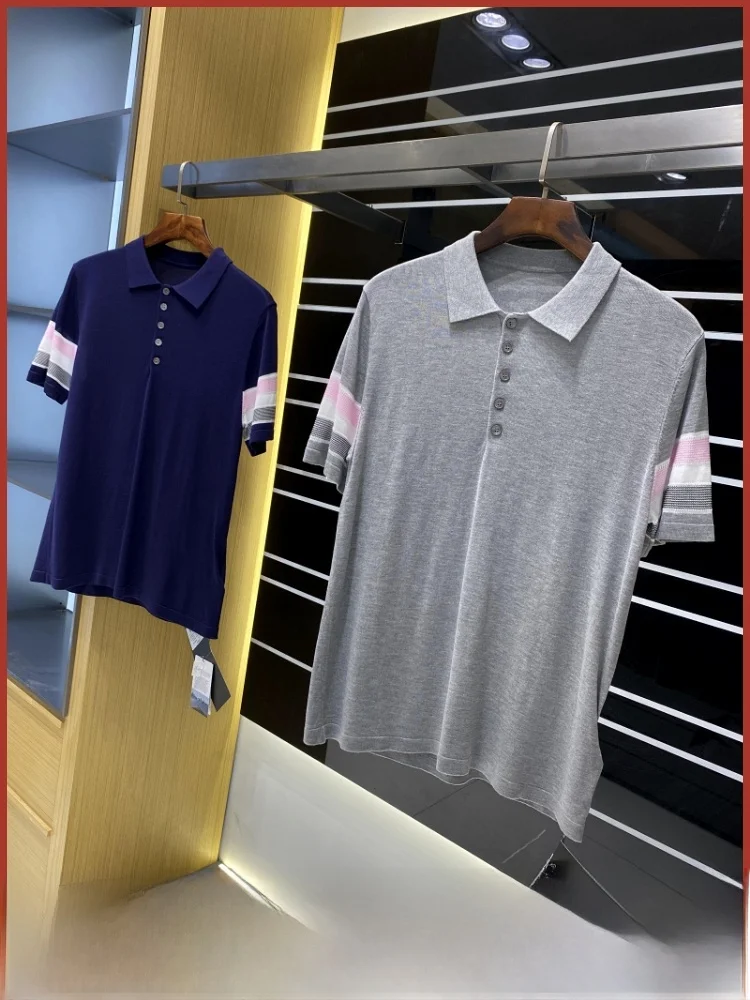 

Italian Luxury 00% Lyocell Men's Summer Cool Sensation Skin-friendly Breathable Busin Casual ort Sve irt