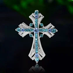 Light Luxury Cross Brooch for Women Unisex Flower Cross Pin Jesus Lapel Pin Event Funny Luxury Gifts New Year Friends Decoration