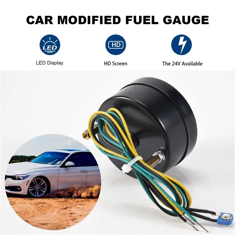 24V 2 Inch 52Mm Universal Car Motorcycle Fuel Level Meter Gauge LED Light Display Fuel Tank Gauge Boat Truck RV-ABQF view 6
