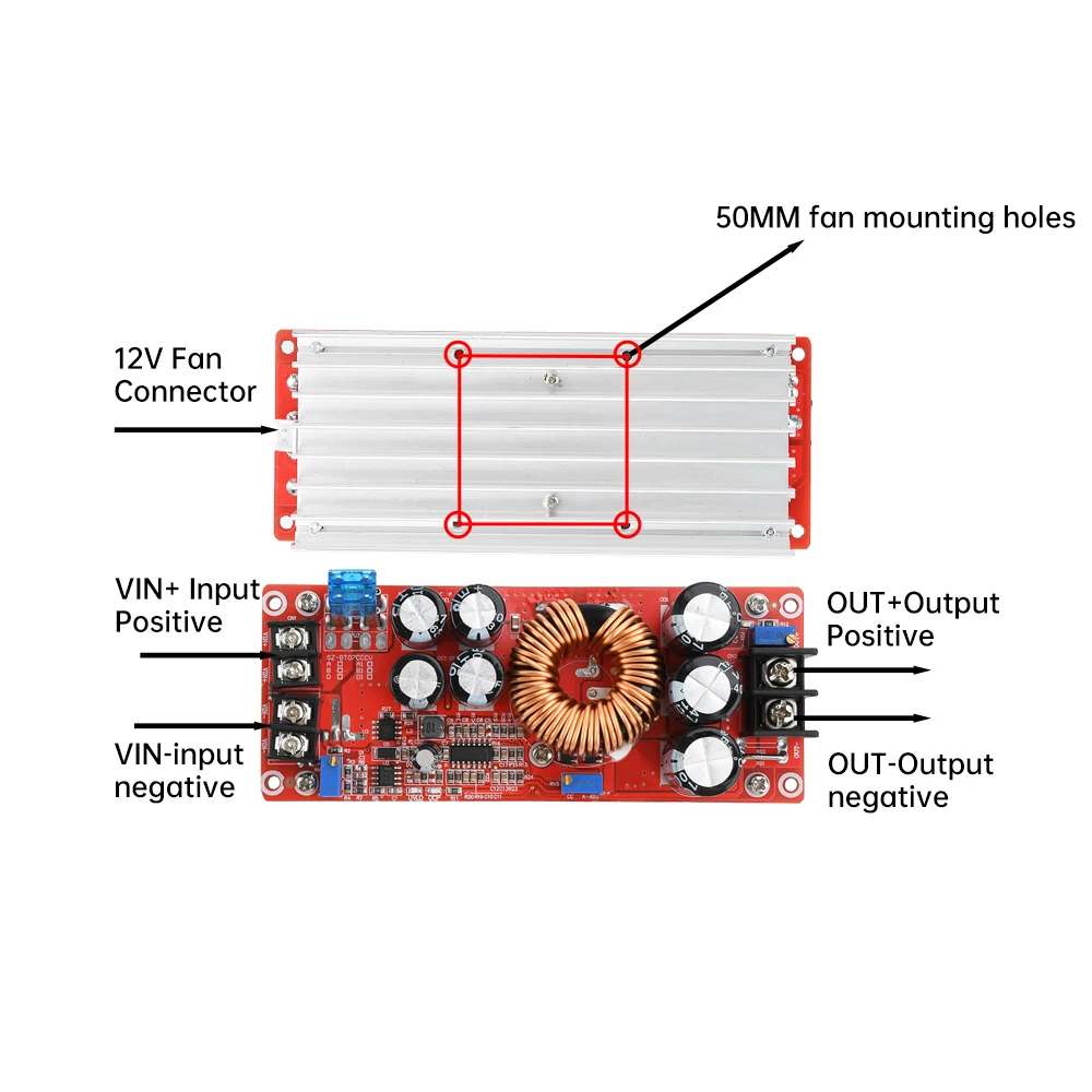 1200W 20A DC-DC Boost Converter 8-60V to 12-80V Adjustable Power Board Adjustable Voltage  Module Boost Power Board