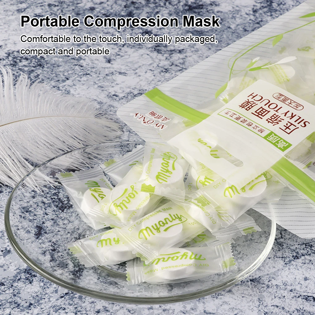 Mascarilla Facial de tela no tejida de algodón puro, máscara comprimida para el cuidado Facial, papel de humedad DIY, Color aleatorio, 100 unids/lote por paquete