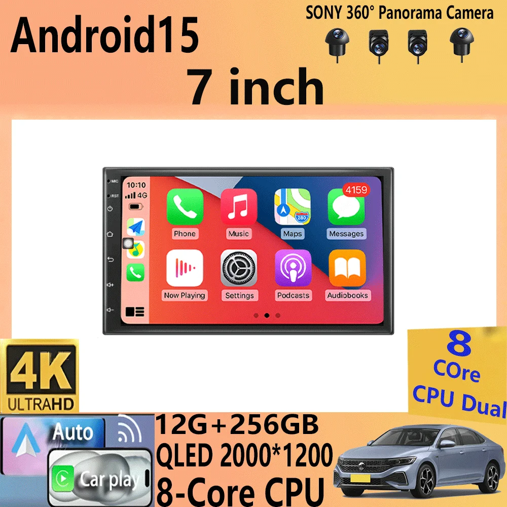 

Universal 7" Car Radio GPS 2 din Android 15 Auto Carplay For Volkswagen Nissan Hyundai Toyota Multimedia Player