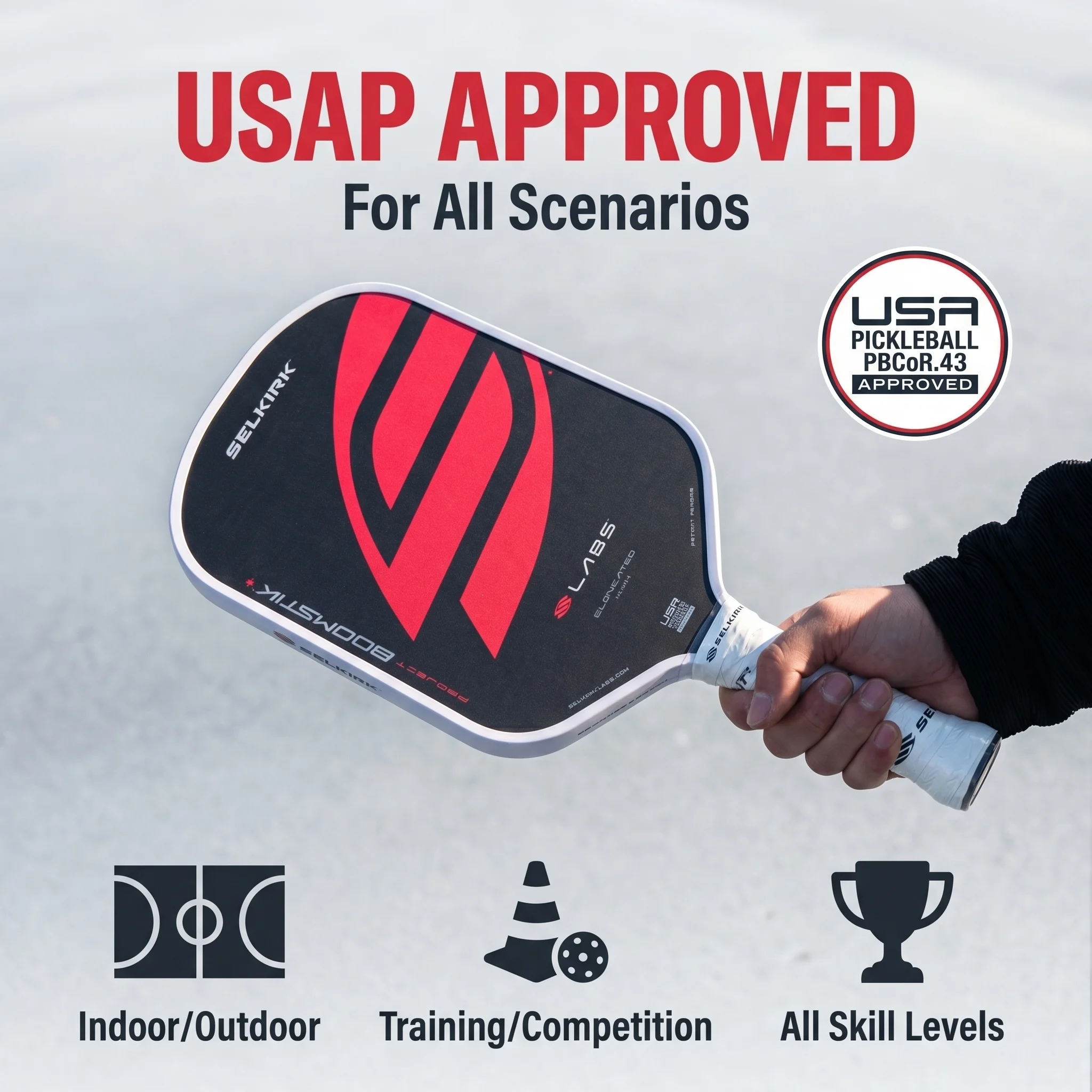 

SLK LABS Project Boomstik Elongated Pickleball Paddle BoomCore MOI Tuning System High Spin Large Sweet Spot Professional Racket