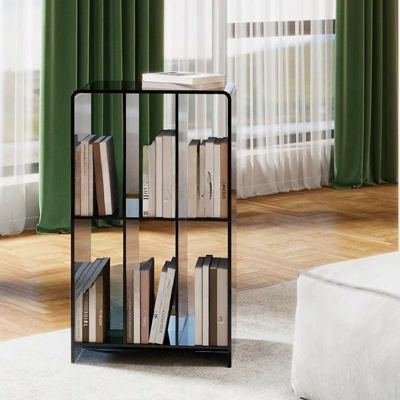 رف كتب إيطالي بسيط، أريكة غرفة المعيشة، خزانة كتب شفافة، عدد قليل من السرير المنزلي الفاخر والشقة الصغيرة