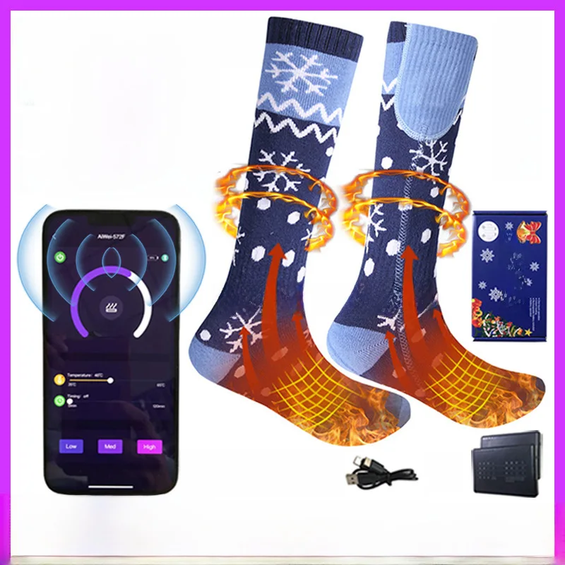 Cross-Border Amazon NewAPPMobile Phone Temperature Control Electric Heating Socks Men and Women Riding Ski Smart Heating Socks