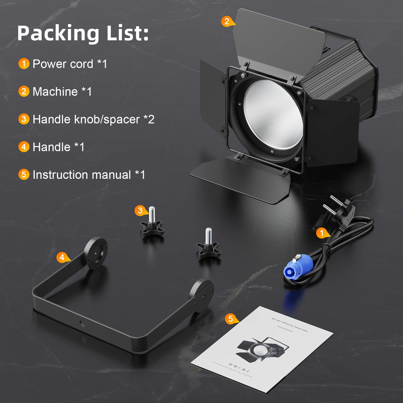 Fieryzeal 2PCS 200W COB Par Light with Barn Door DMX512 Linear Spotlight Warm&Cold White Stage Light for DJ Club Party Concert