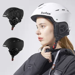 Kufun Ski Helmet Snowboard Outdoor Winter Sports Velvet Adjustable Men Women Teenager ABS EPS Warm Black White Blue Earmuff Hard