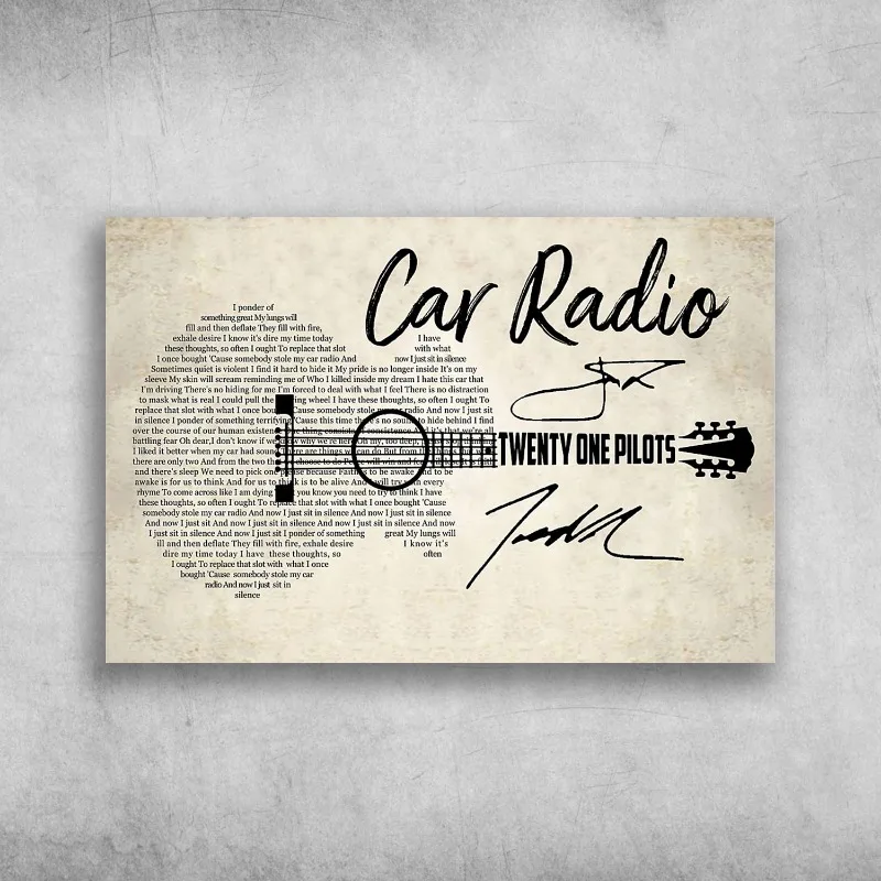 Rock Band Twenty One Pilots Car Radio Ride Classic Music Lyrics Poster Singer Signature Canvas Painting Wall Art Room Home Decor