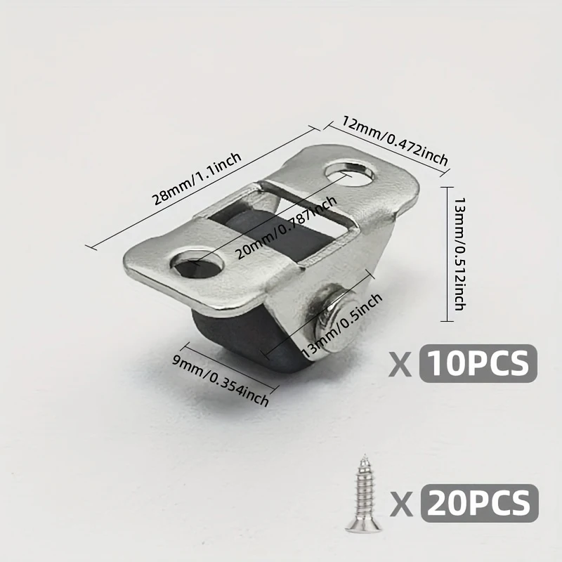 10Pcs Miniature 0.5 Inch Straight Line Wheel Casters for Drawers Smooth-Gliding Durable Metal Wheels Mini Wheel for Cabinet