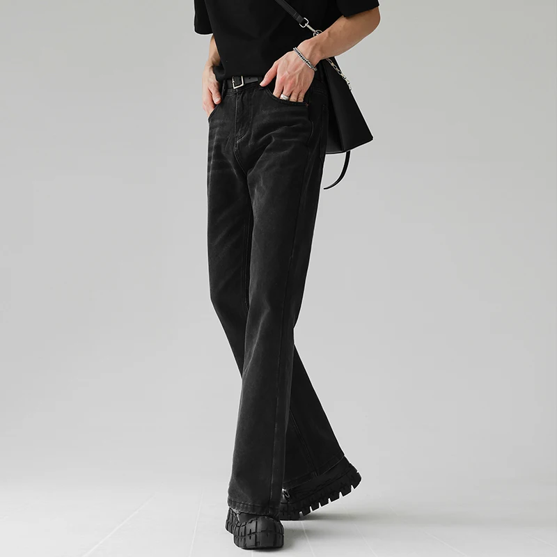 

Мужские модные повседневные универсальные джинсы с микро-клеш, мужские удобные универсальные минималистичные брюки, облегающие молодежные жизненные брюки