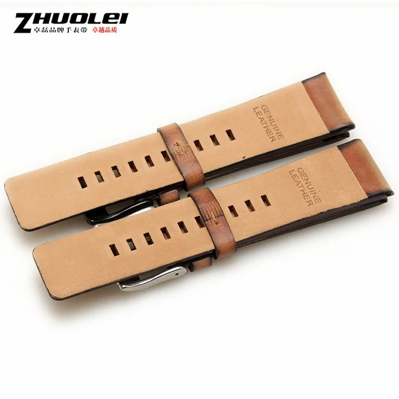 Quality Genuine Retro genuine Leather watchband men for DZ4343 DZ4323 DZ7406 watch strap vintage Italian leather 22mm 24mm 26mm image 5