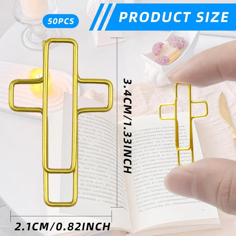 20/50 PCS Gold Cross Bible Paper Clips - Versatile Bible Study Supplies, Also Great as Journaling Paper Clips and Bookmarks