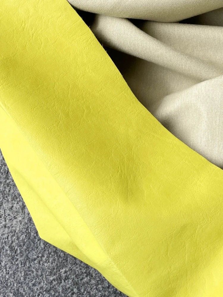 Lemon Yellow  Frosting Pu Faux Leather Fabric Fashion Natural Texture Creative Apparel Accessories Design Cloth for Sewing