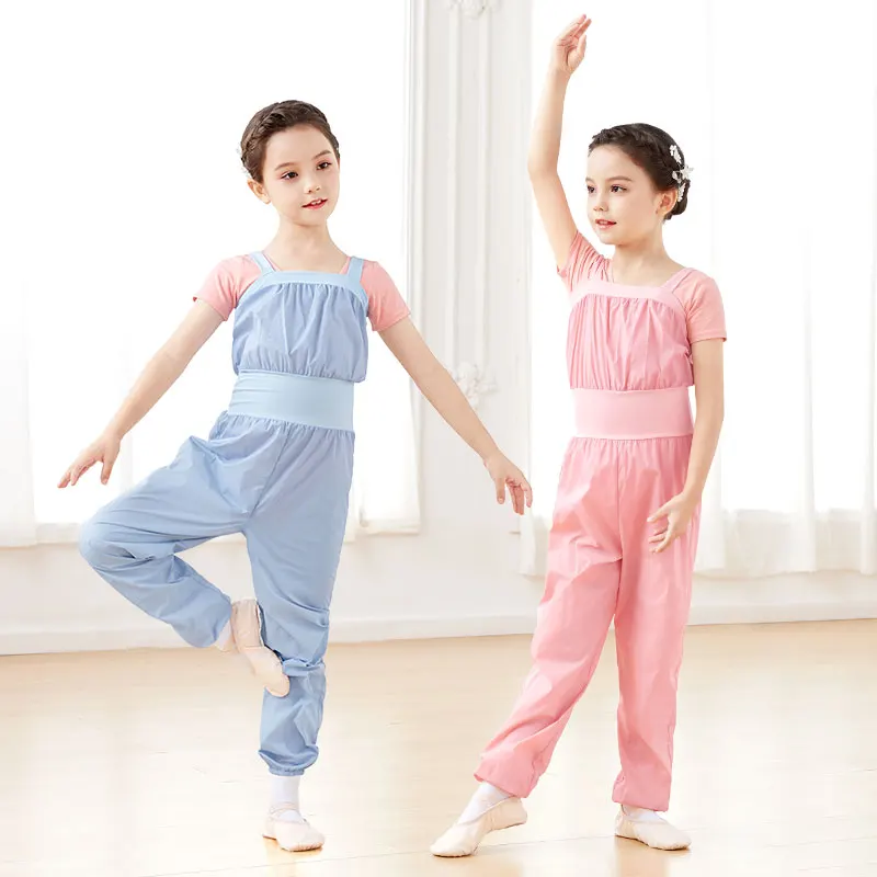 Girls Ballet Pants Dance Warm-up Overalls Camisole Jumpsuit Loose Pants Kids Dance Pants Sports Running Pants Fitness Yoga Pants