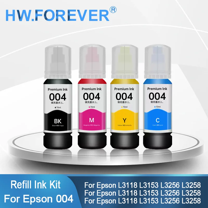 

Для Epson Original 004, сменные чернила для Epson L3118 L3153 L3256 L3258 L3219 L3253 L3251 L3119 L1119 L3108 L3115, сменные чернила для принтера