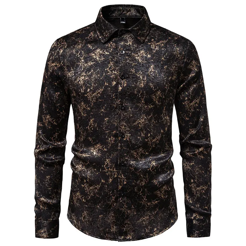 Autumn Men's Luxury Printed Shirt New Fashion Design Casual Print for Wedding Party Prom Business Nightclub